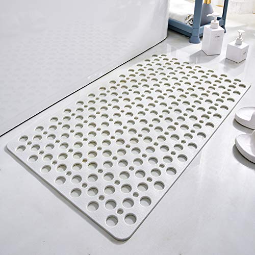 Casa and Beyond Shower Mat,Non Slip Bath Mat and Shower Mat with Suction Cups and Drain Holes,Bathroom Mat Easy to Clean Soft Machine Washable,Bathtub Mat Easy Dry&Cut (Gray,28" x 15"(Rectangular))