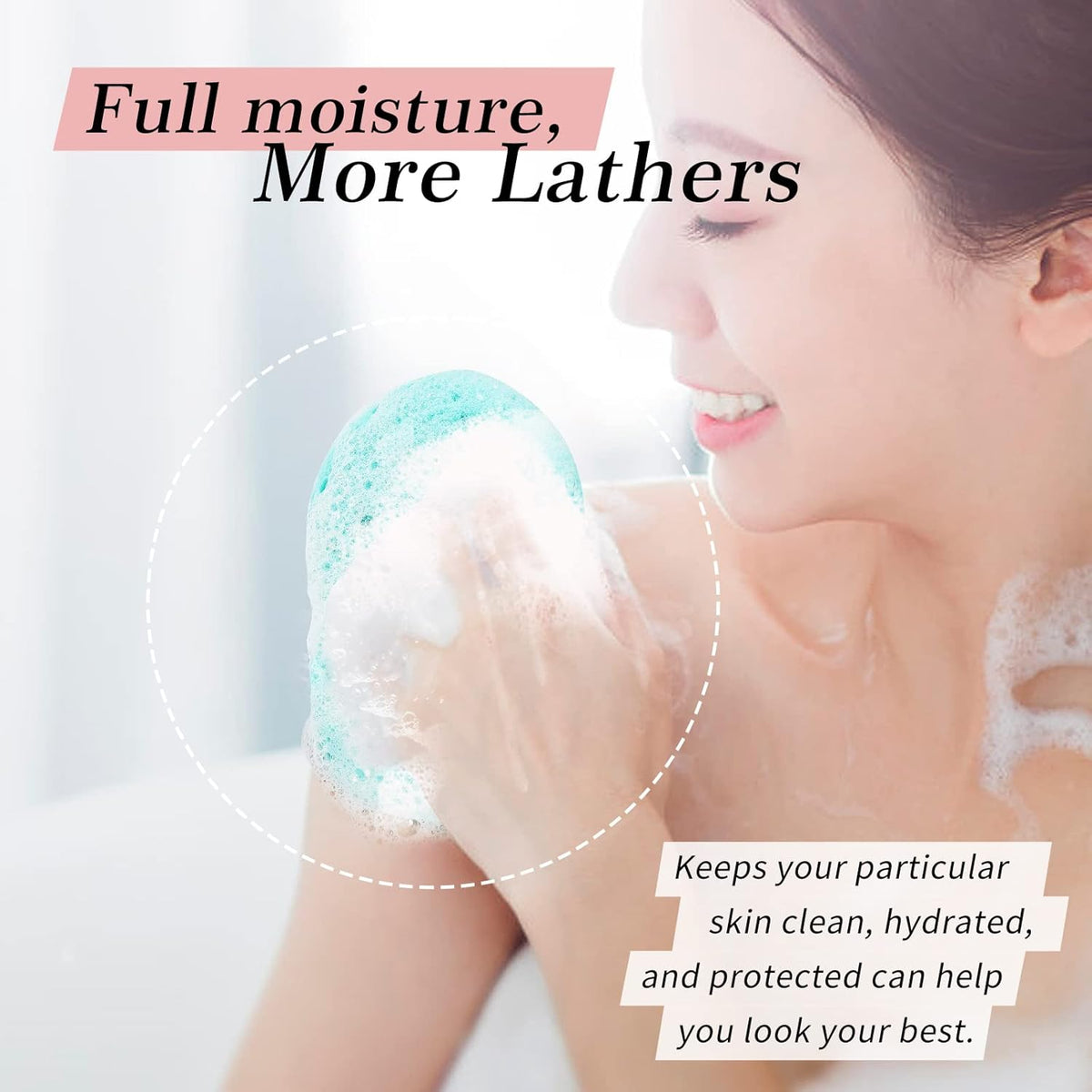 Body Bath Sponges for Women, Soft & Gentle Exfoliating, 3‑Pack