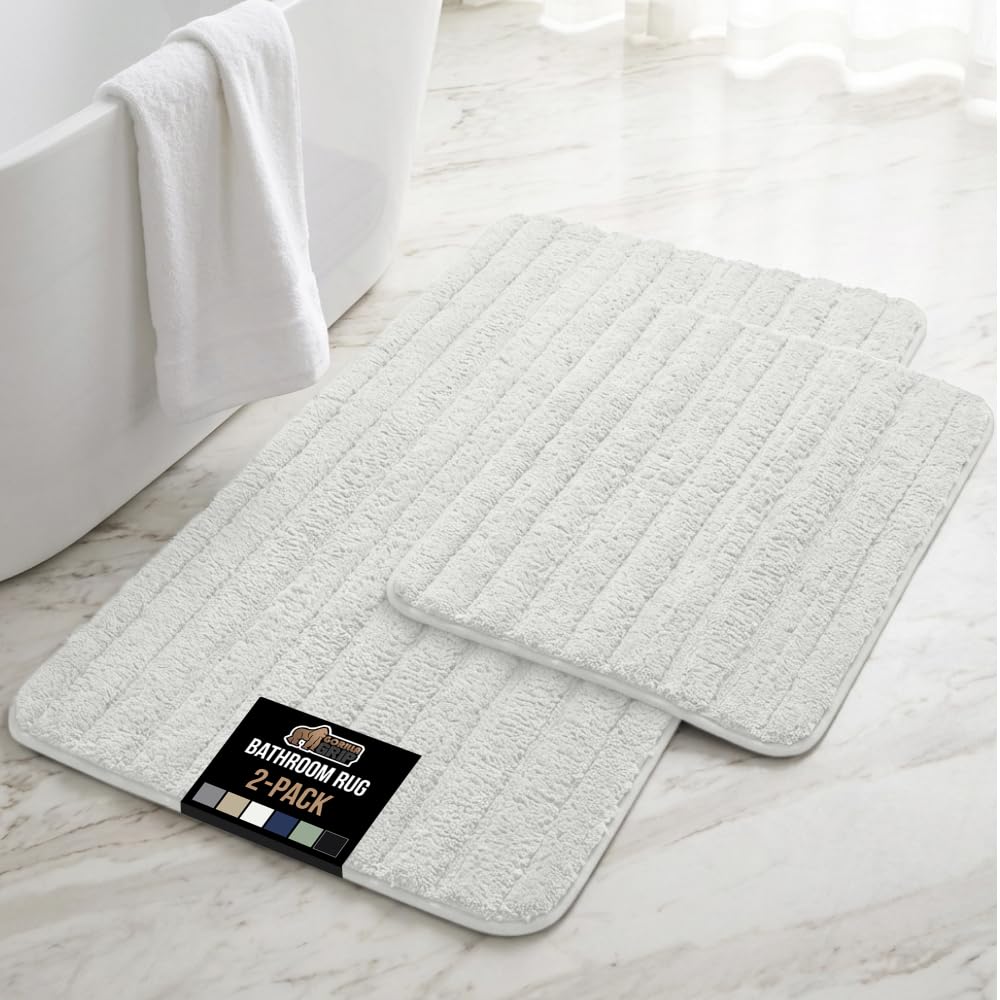 GORILLA GRIP Memory Foam Bathroom Rugs, Absorbent Bath Mat, 24x16 Navy