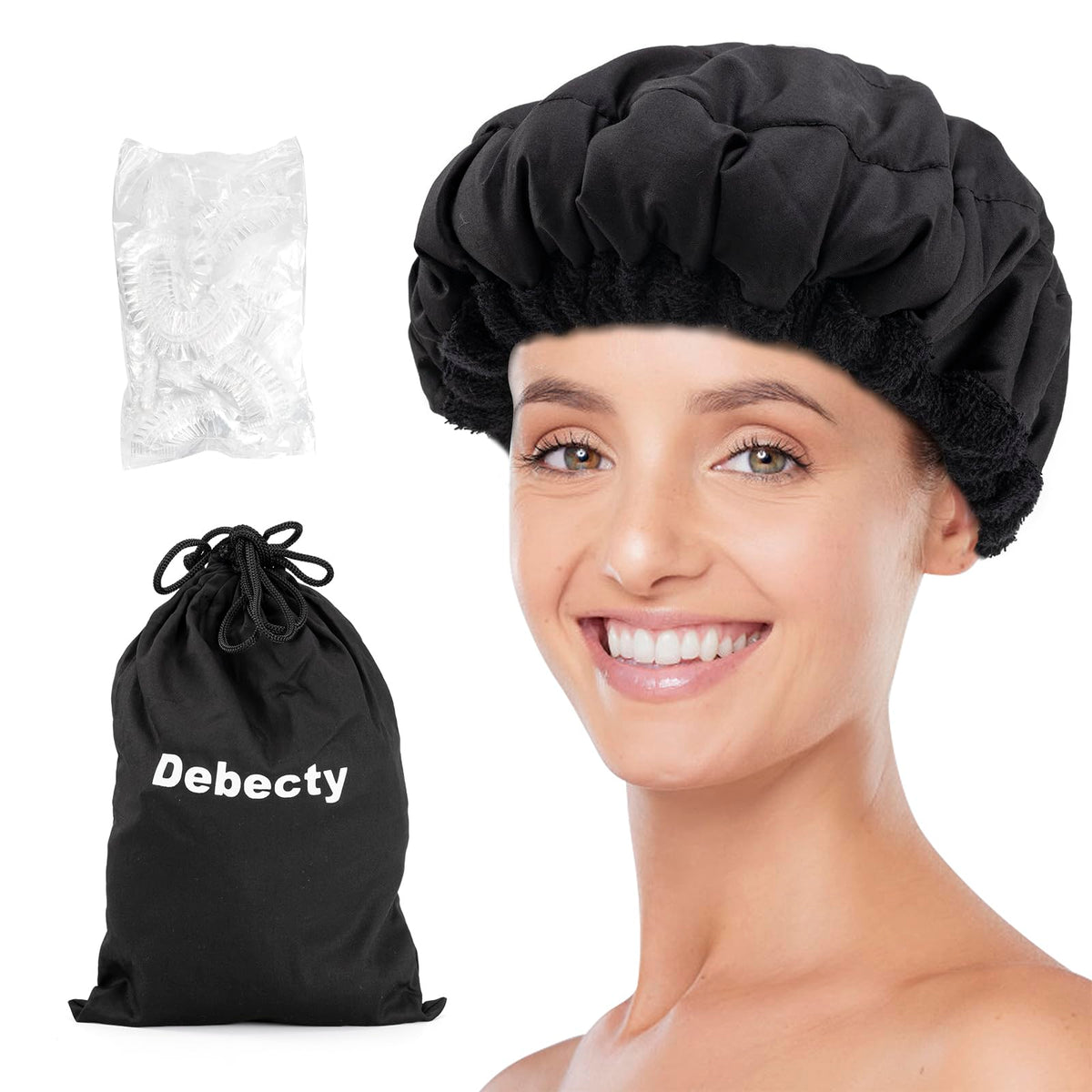 Deep Conditioning, Microwavable Heat Cap for Steaming Hair Styling and Treatment Steam Cap Steaming Haircare Therapy (Black)
