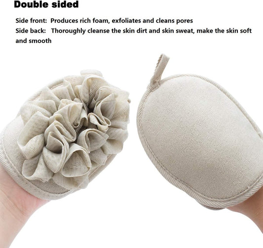 3 Pack Body Sponge Brushes Pouf Mesh Brush Shower Glove with Flower Bath Ball