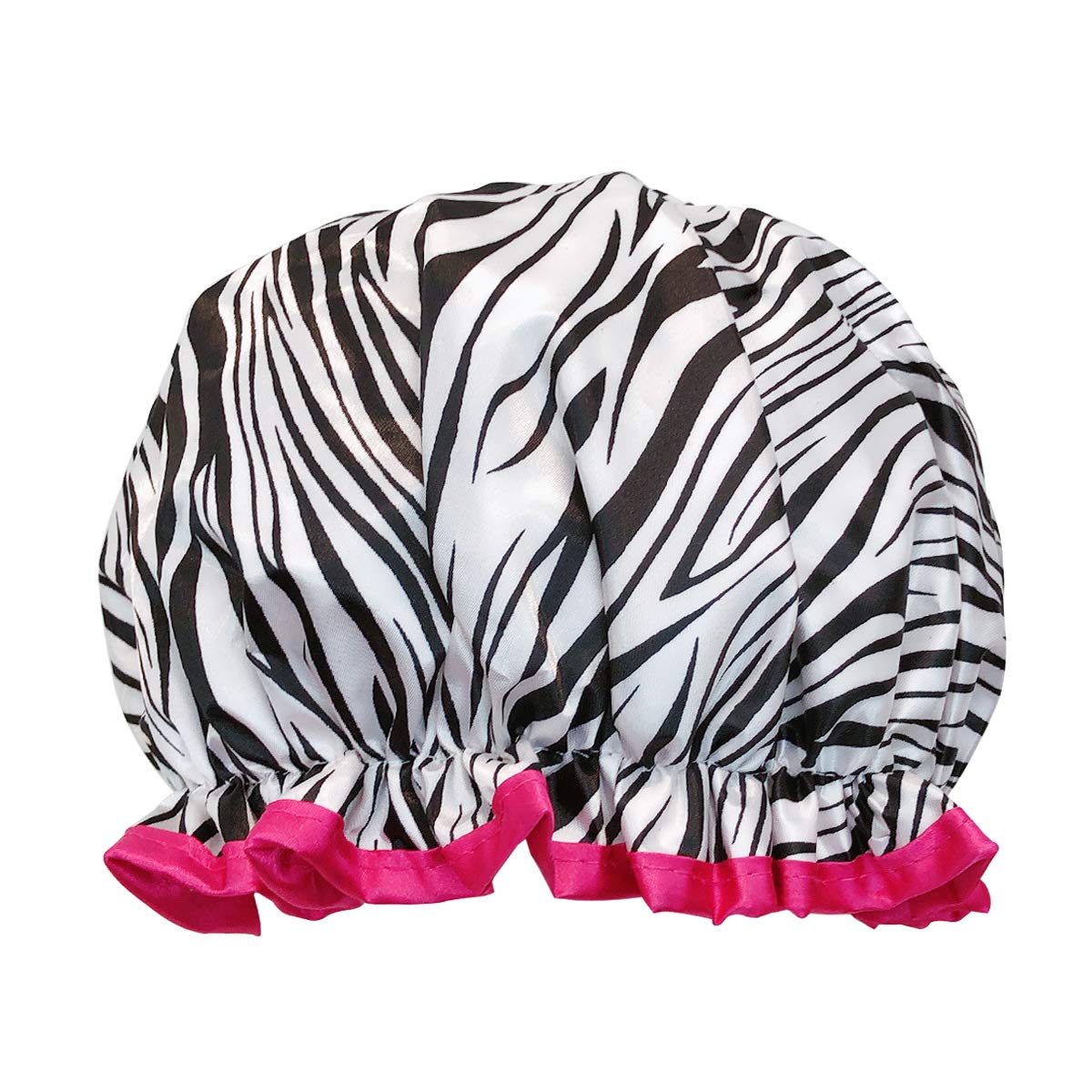 allydrew Reusable Women's Waterproof Shower Caps for Long Hair, Black and White Dots