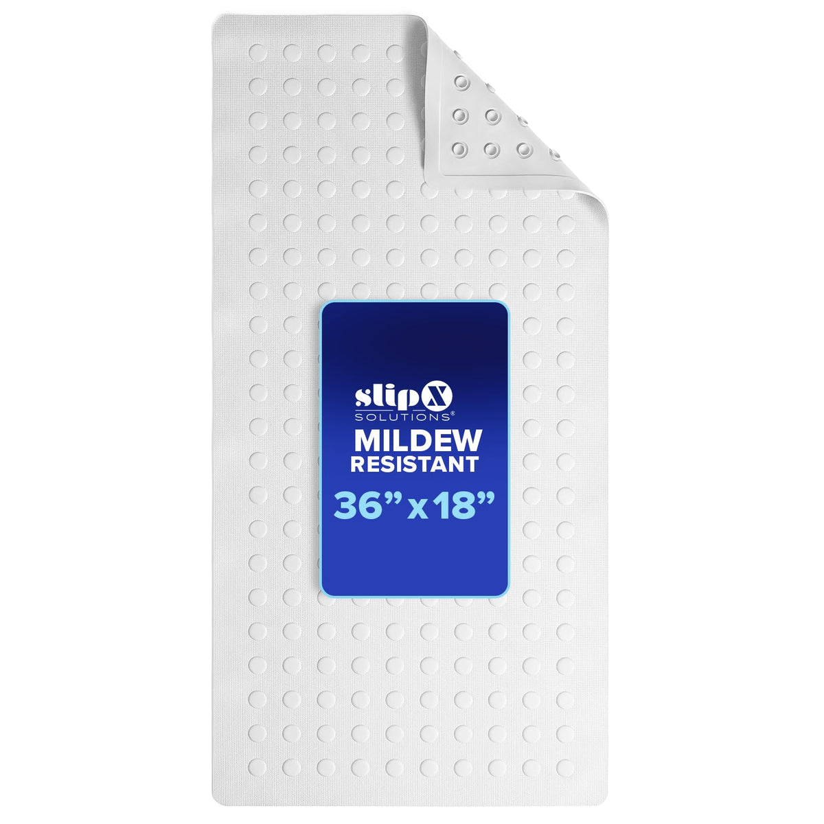 SlipX Solutions Anti Mold Rubber Non Slip Bathtub Mat, 18x36, White
