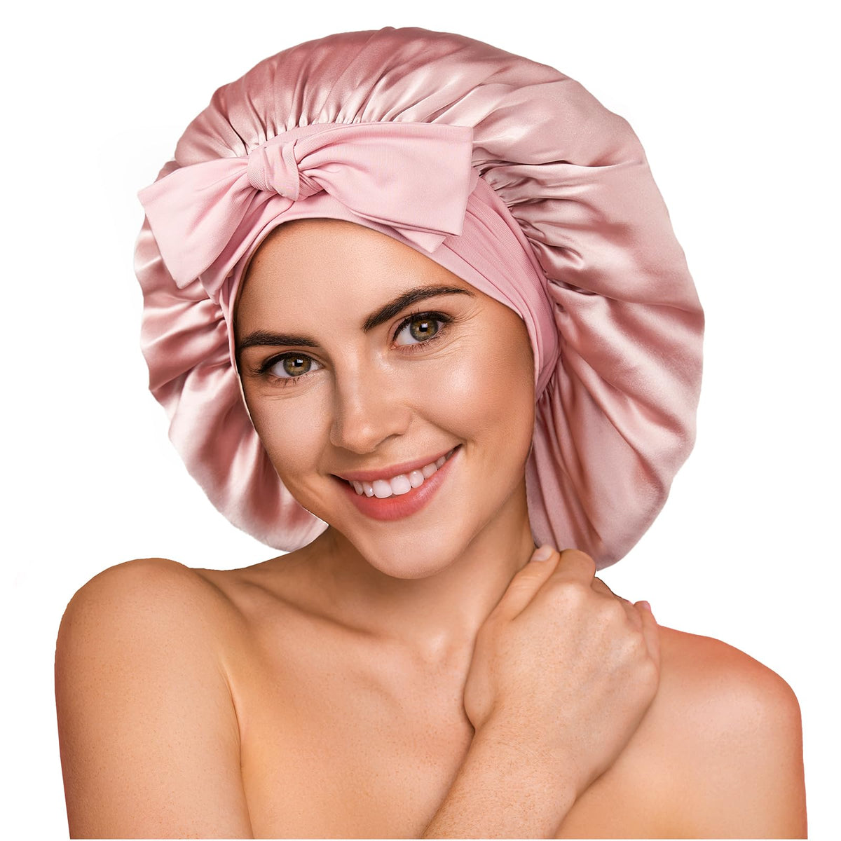 YFONG 100% Mulberry Silk Bonnet for Sleeping Women Men, Large Double Layer