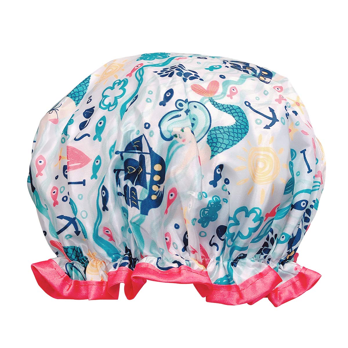 allydrew Reusable Women's Waterproof Shower Caps for Long Hair, Mermaids