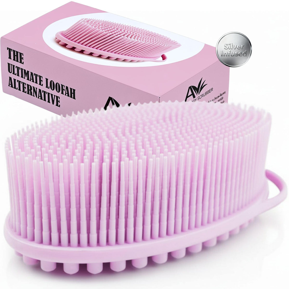 Avilana Premium Silicone Body Scrubber - Trusted Since 2017 - SGS Certified Food Grade Dual Sided Bath Brush, Quick-Dry Exfoliating Loofah Alternative, Massage Brush Sensitive Skin Women Men