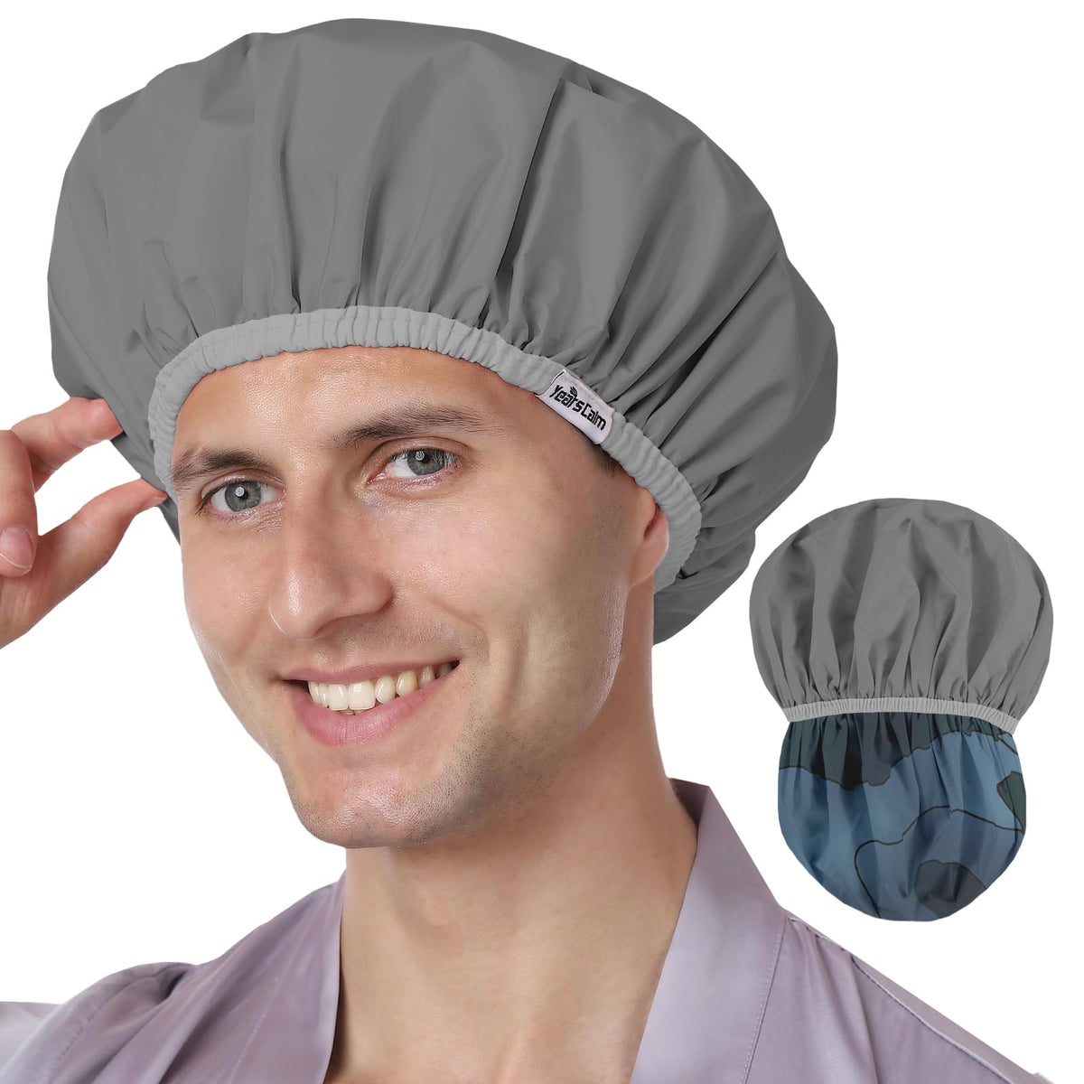 Years calm Men Shower Cap Reusable Waterproof, Dual-Layer Hair Cap Disguise