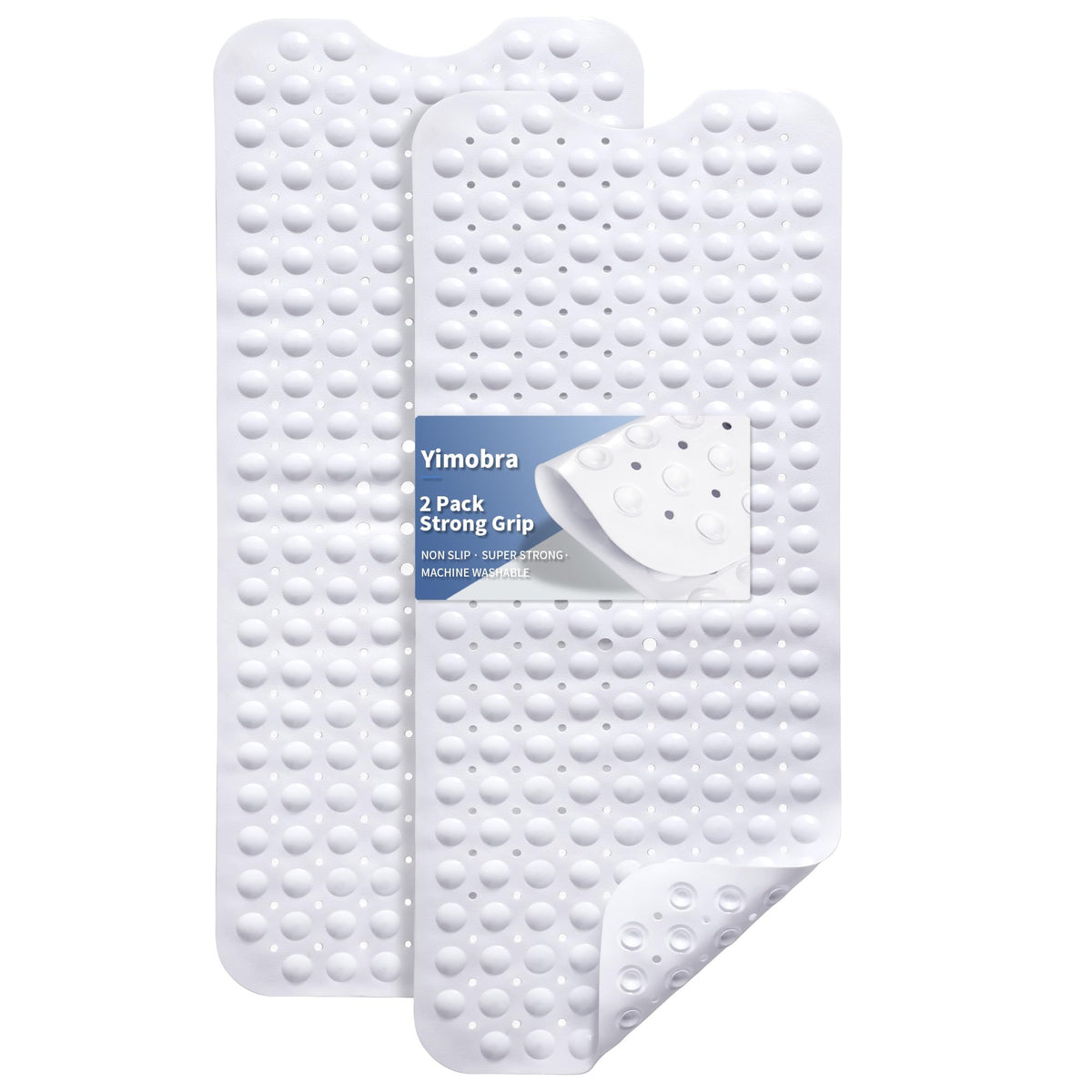 Yimobra White Non Slip Bath Mat for Tub 40x16, Extra Long Bath Tub Mat