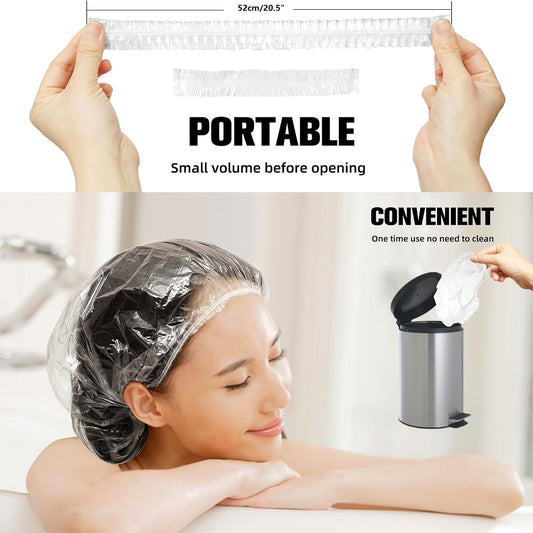 500 Pcs Larger Shower Caps Disposable, Plastic Hair Caps for Women Men.