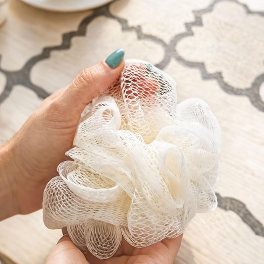 20 Pack Mini Loofah Sponge for Shower, Travel Size Bath Sponges Mesh Shower Puff Bath Pouf with Hanging Loop, Body Scrubber for Kids Women Men, 5Color