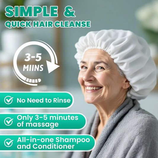 6 Pack Shampoo Caps No Rinse, Waterless Hair Washing Shower Cap