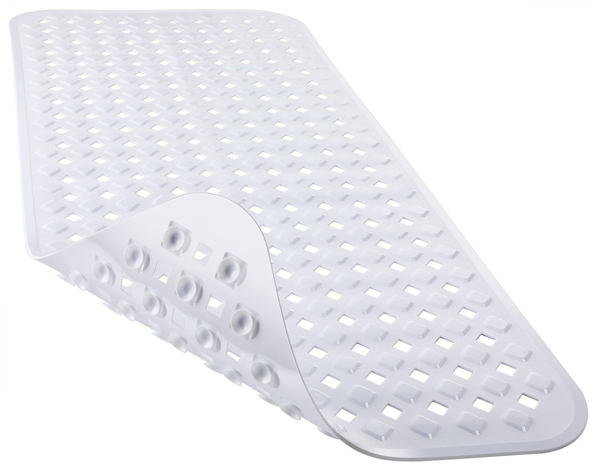 Yimobra Bathtub Mat Non Slip, 35"X16" Shower Mat with Strong Suction Cups & Drain Holes, Long Anti Slip Bath Tub Mat for Inside Shower, Machine Washable Fast Drying, Bathroom Essentials, Clear