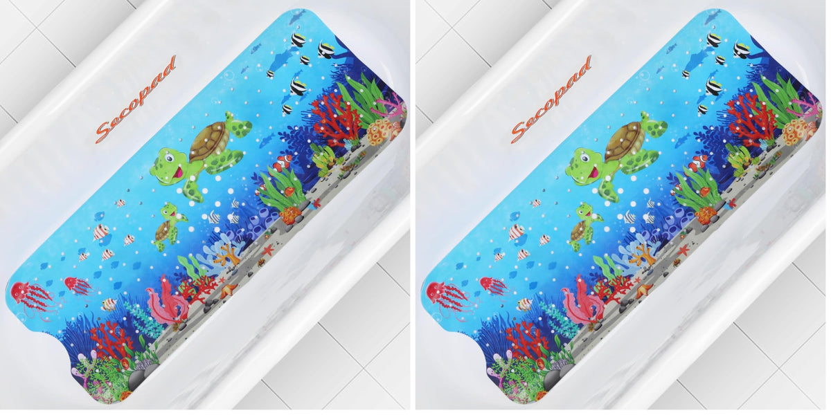 Secopad Bathtub Mat Non Slip, Cute Tub Mat, 40" x 16", Turtles