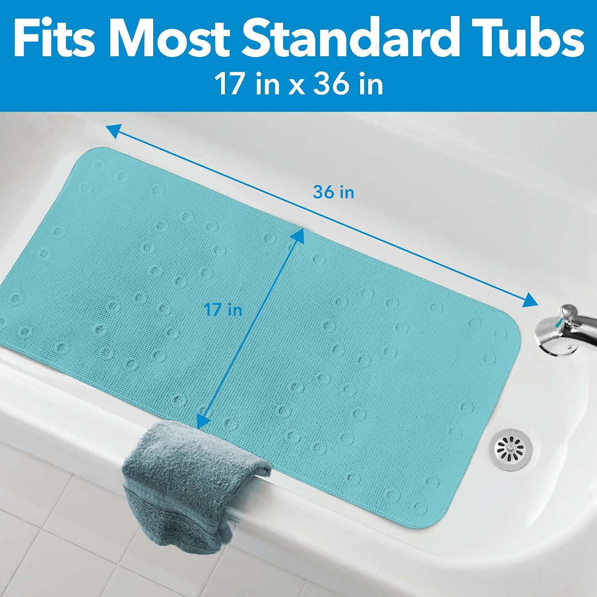 Duck Brand Softex Bath Mat for Tubs, 17 in. x 36 in, White Skid Resistant