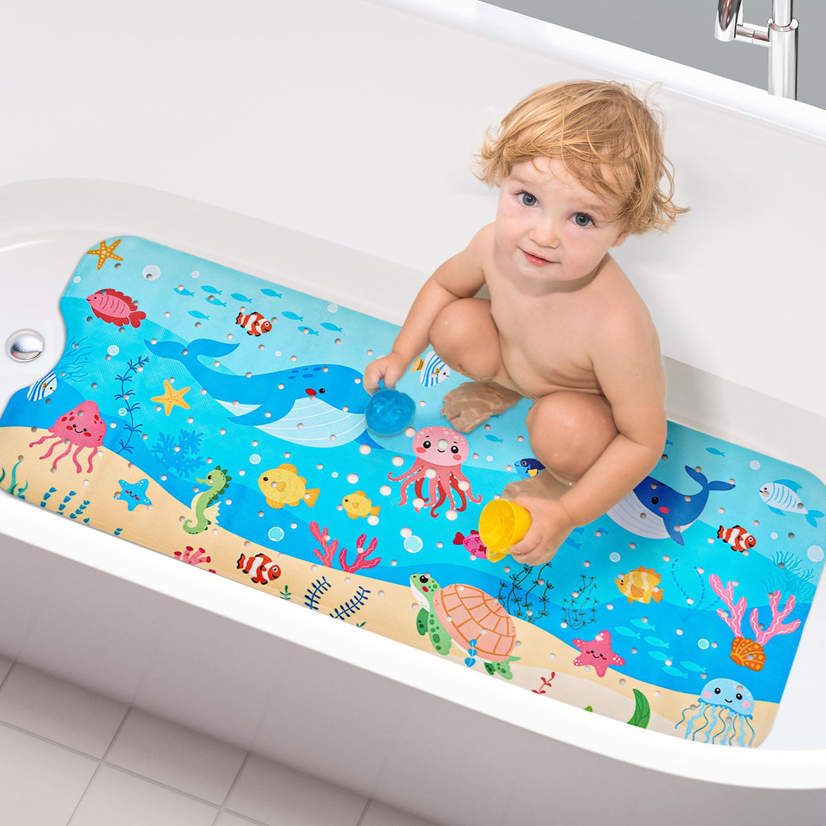 Vannokor Bath Mats for Bathroom Tub 27x14 Inch,Bath Mat for Tub Feels Great on Tired Feet, Friendly Machine Washable Shower Tub Mats with 167 Big Suction Cups,Shower Mat,Bath Tub Mat,Green