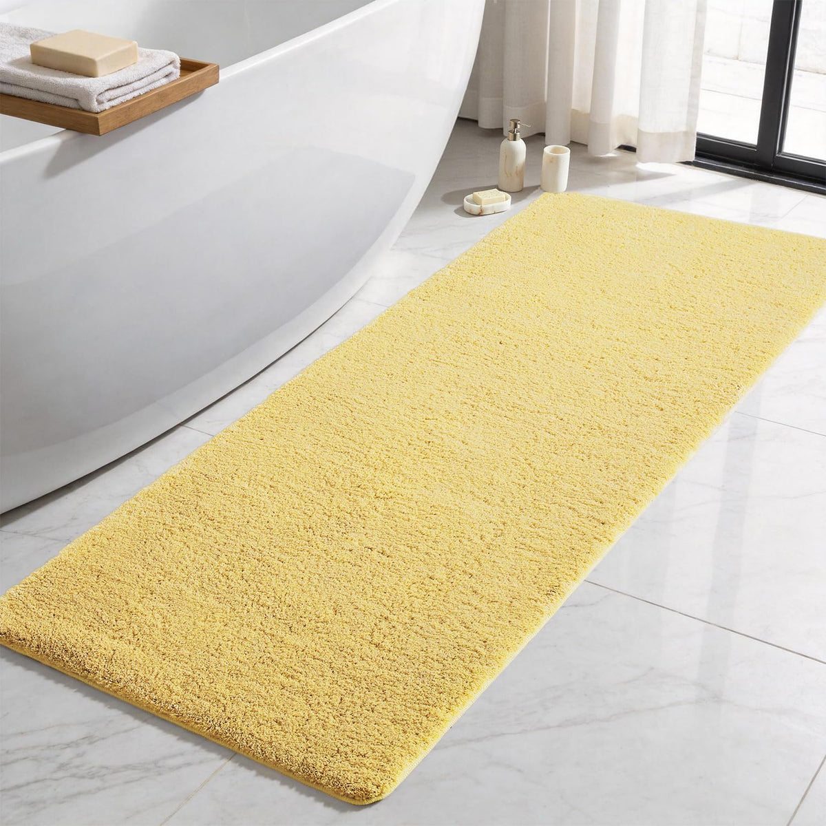 TYUU Black Bathroom Rug, Ultra Soft Bath Rugs Non Slip Washable, Super Absorbent Quick Dry Small Bath Mat with Rubber Backing for Bathroom Floor, Shower, or Sink, Black 16" x 24"
