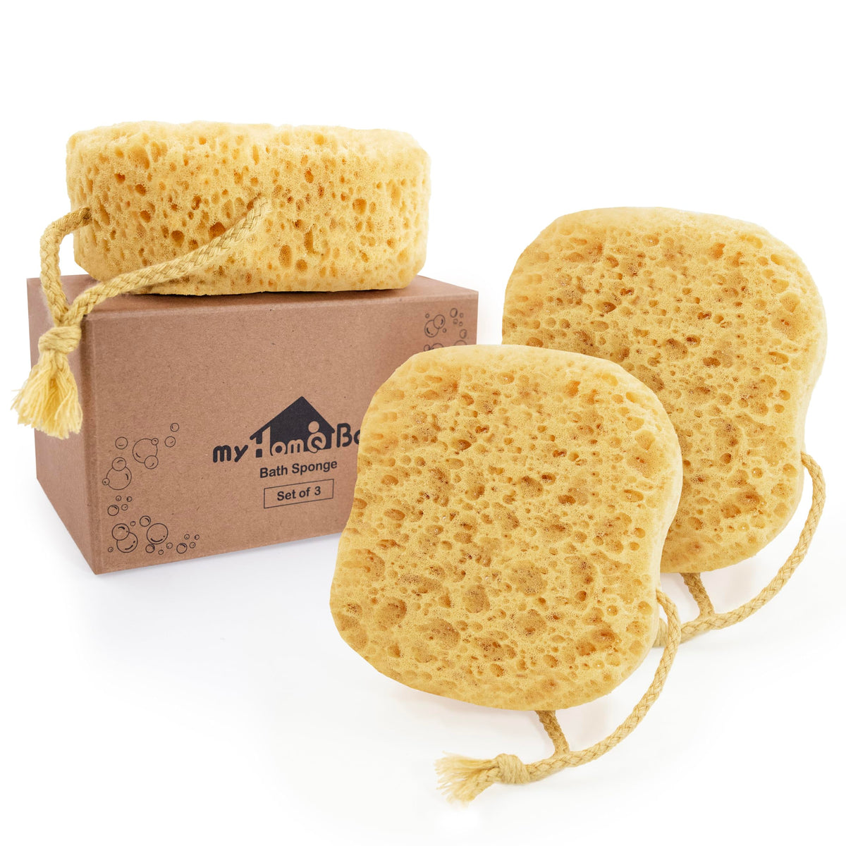 myHomeBody Bath Sponge, Foam Loofah, Shower Sponge for Body, Curvy, 2 Pack