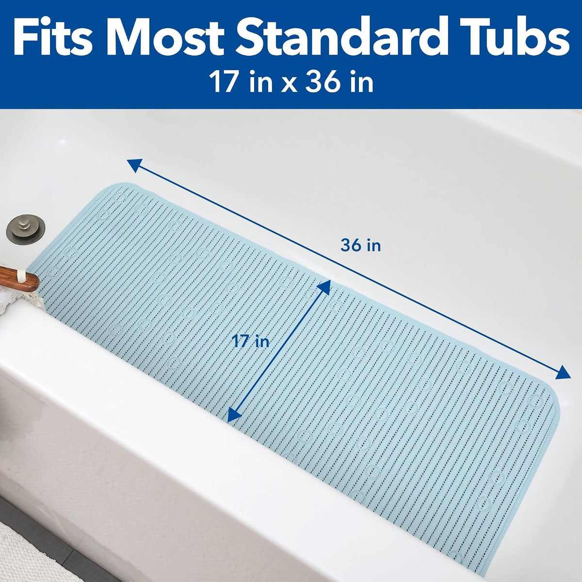 Duck Brand Clorox Cushioned Shower Mat, Non Slip Bathtub Mat with Suction Cups, 17 Inches x 36 Inches, White, 2 Pack