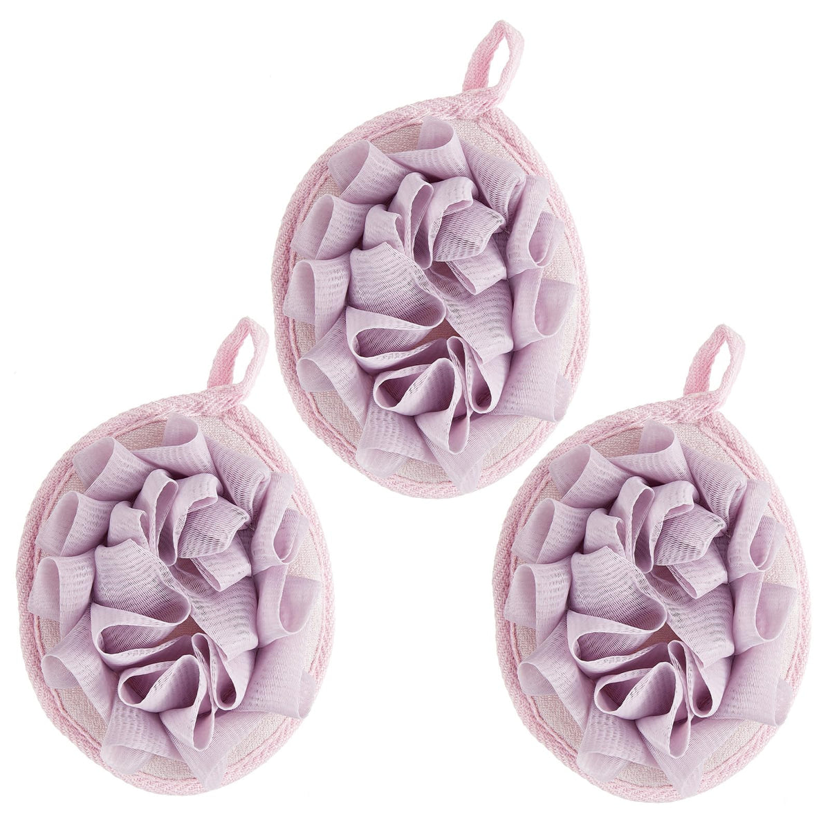 Boao 6 Pcs Bath Shower Pouf Sponge Mesh Pouf Shower Ball Exfoliating Body Sponge Pad Scrubber Glove with Flower Bath Ball (Multi-Color)