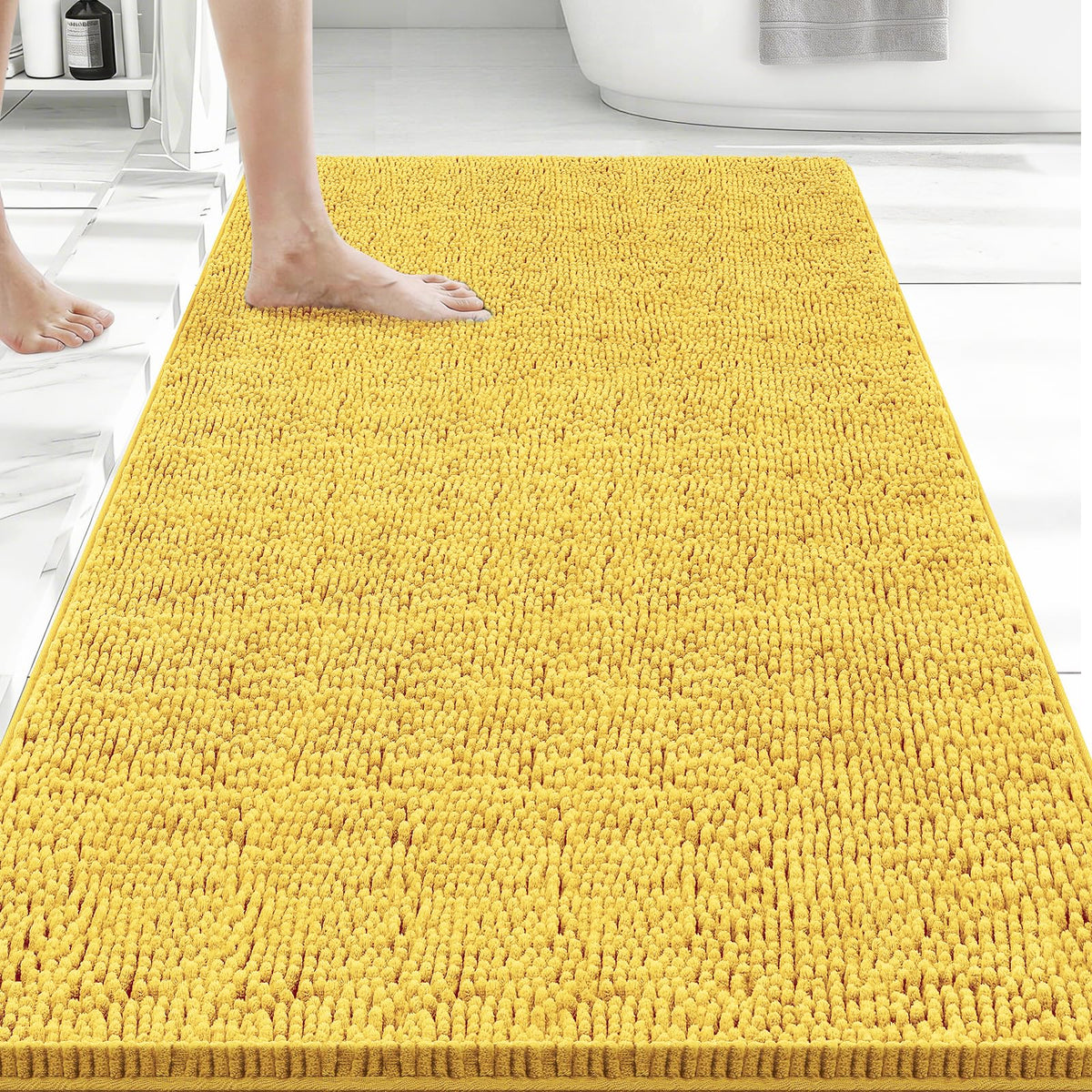Bcoimo Small Bath Rug Mat,Chenille Extra Soft Navy Bathroom Mats for Floor