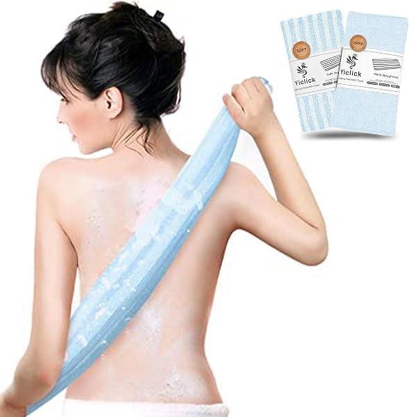 Yiclick Exfoliating Washcloth Towel, Back Scrubber for Shower for Women, Exfoliating Body Scrubber, Loofah Sponge Wash Cloth, Korean Japanese Exfoliating Shower Towel, Exfoliator Washer for Bath