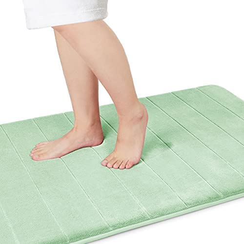 Yimobra Memory Foam Bath Mat, Super Soft Absorbent Bathroom Rug Non Slip 31.5x20 Inch, Quick Dry, Machine Washable Floor Carpet for Tub Shower, Home Decor Accessories, Beige