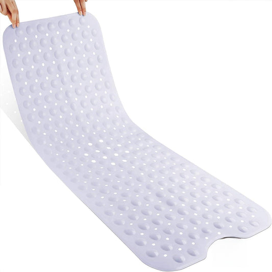 Yimobra White Non Slip Bath Mat for Tub 40x16, Extra Long Bath Tub Mat