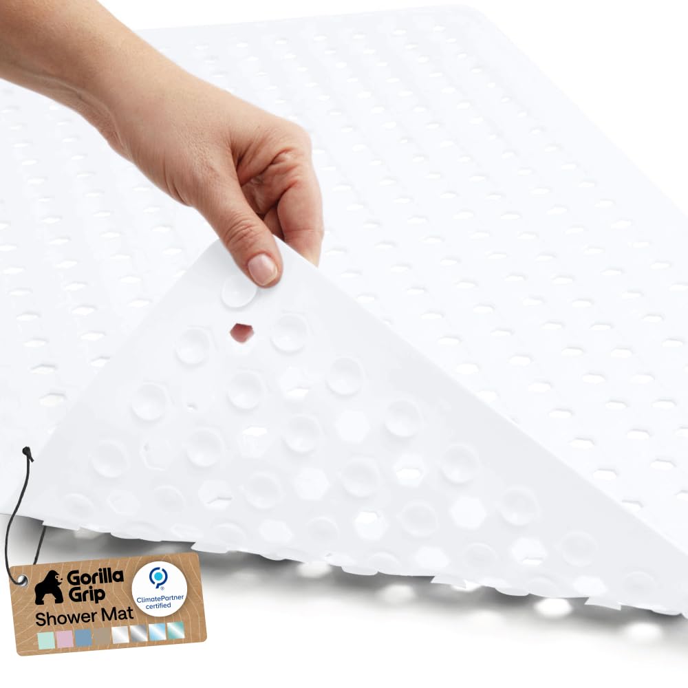 GORILLA GRIP Bath Tub Shower Mat, Bathtub Floor Liner, 35x16 Beige