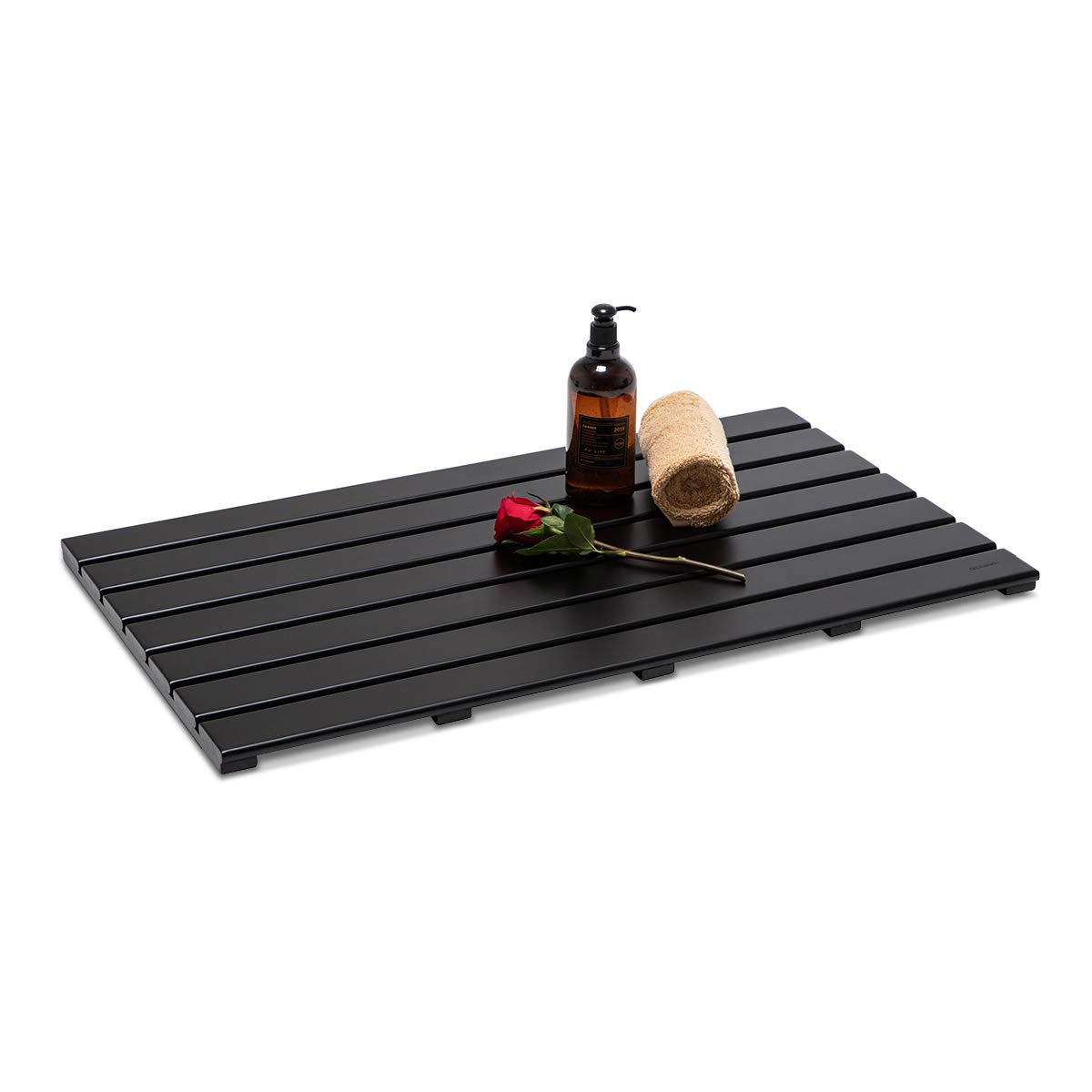GOBAM Natural Bamboo Bath Mat - Non-Slip Shower & Bathtub Mat, Easy Clean Indoor & Outdoor Floor Mat for Spa, Sauna, Pool - Small 19.7 x 13 inches