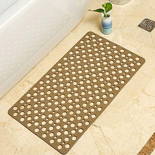 Casa and Beyond Shower Mat,Non Slip Bath Mat and Shower Mat with Suction Cups and Drain Holes,Bathroom Mat Easy to Clean Soft Machine Washable,Bathtub Mat Easy Dry&Cut (Gray,28" x 15"(Rectangular))