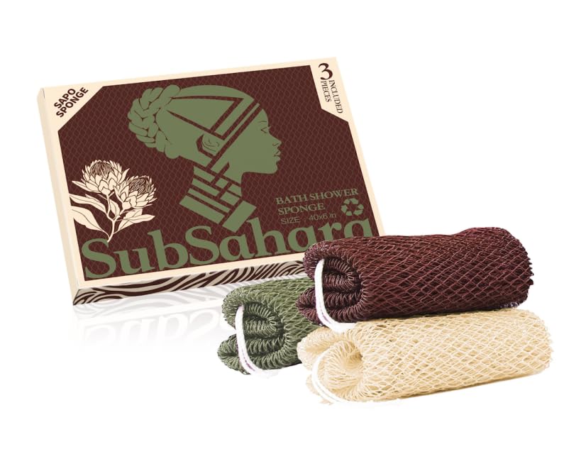 SubSahara African Net Sponge, 2 Pack 45-Inch Exfoliating Bath Scrubber