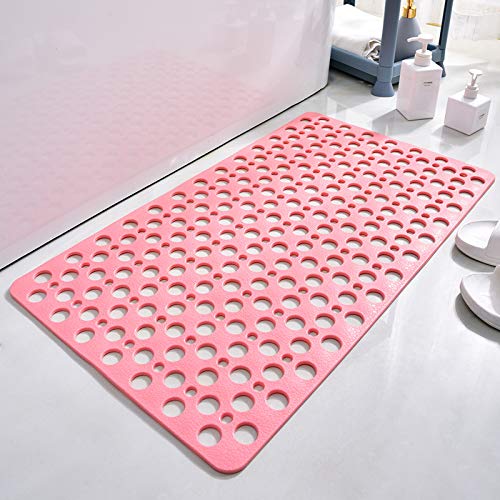 Casa and Beyond Shower Mat,Non Slip Bath Mat and Shower Mat with Suction Cups and Drain Holes,Bathroom Mat Easy to Clean Soft Machine Washable,Bathtub Mat Easy Dry&Cut (Gray,28" x 15"(Rectangular))