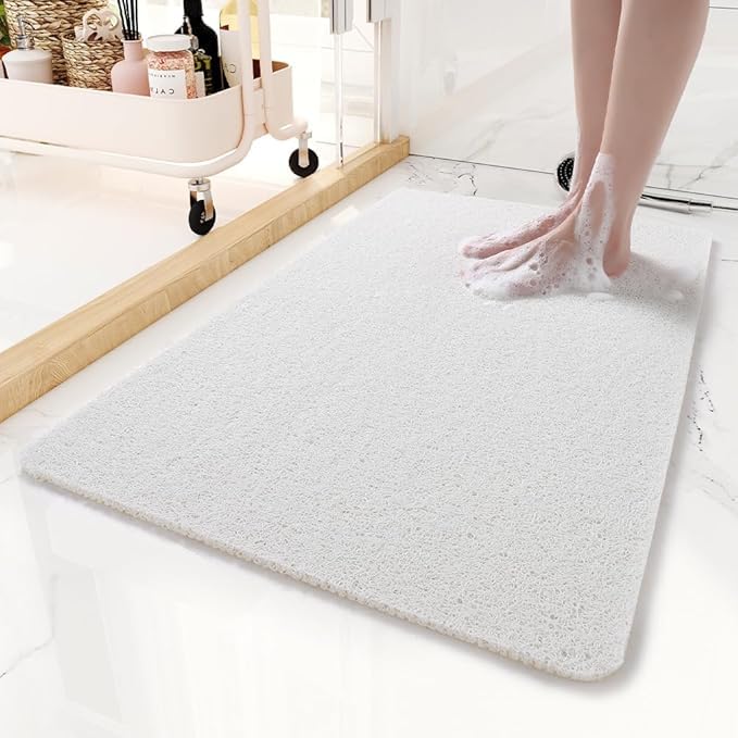 Non-Slip Bathtub Mat, 17x 30 Inch, Shower Mats for Bath Tub, PVC Loofah Bathroom Mats for Wet Areas, Quick Drying