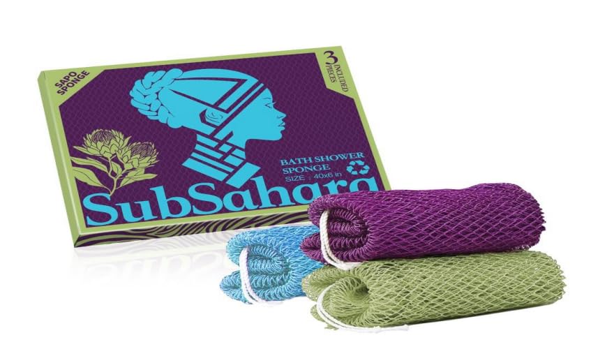 SubSahara African Net Sponge, 2 Pack 45-Inch Exfoliating Bath Scrubber