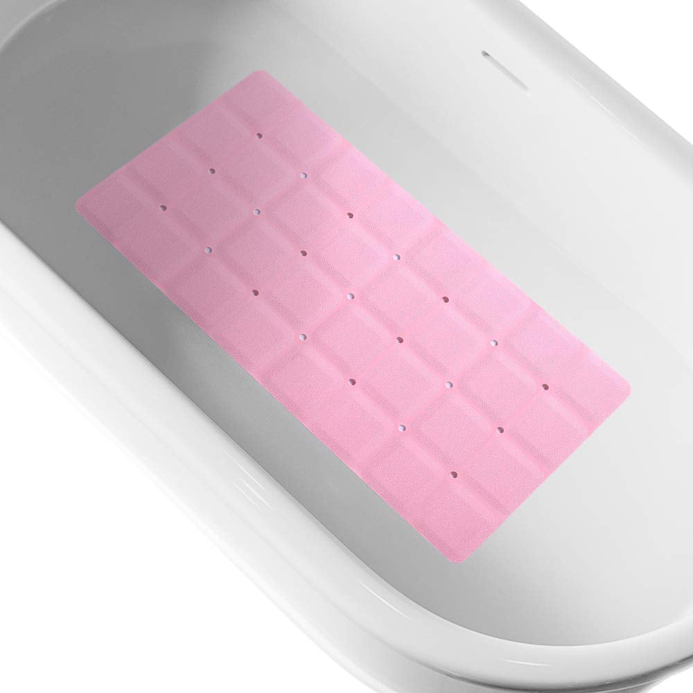 Webos Foldable Non Slip Silicon Bath Mat Bathtub mat no Suction Cups for Textured Tub and Reglazed Tub(Foldable-Beige, 28-inch x 14-inch)