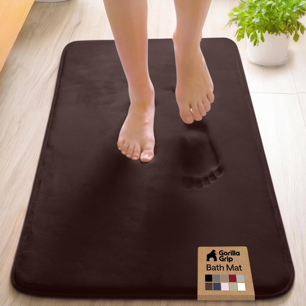 GORILLA GRIP® Memory Foam Bath Rug for Bathroom, 24x17 Gray