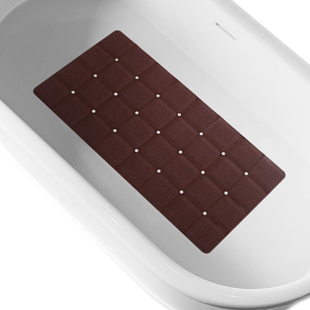 Webos Foldable Non Slip Silicon Bath Mat Bathtub mat no Suction Cups for Textured Tub and Reglazed Tub(Foldable-Beige, 28-inch x 14-inch)