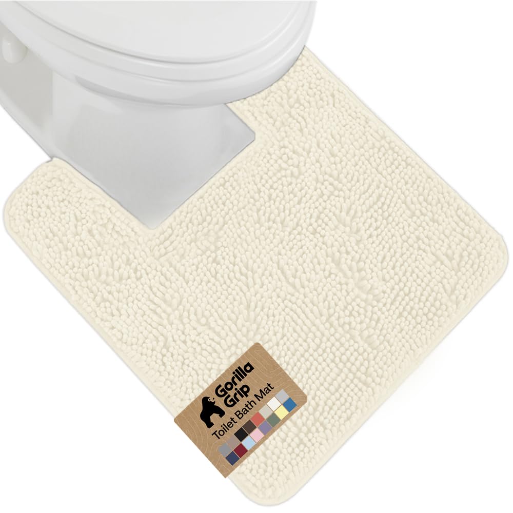 GORILLA GRIP Bath Rug Mat for Bathroom, Absorbent Chenille, 30x20 Gray