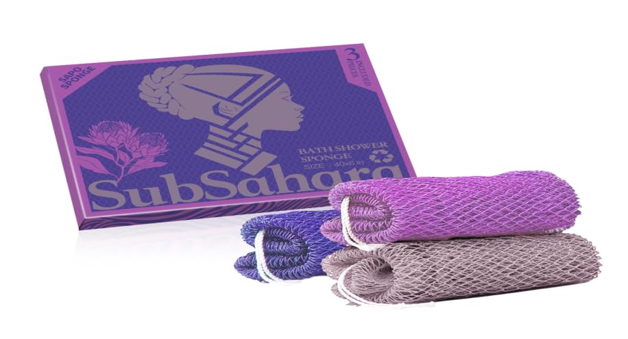 SubSahara African Net Sponge, 2 Pack 45-Inch Exfoliating Bath Scrubber