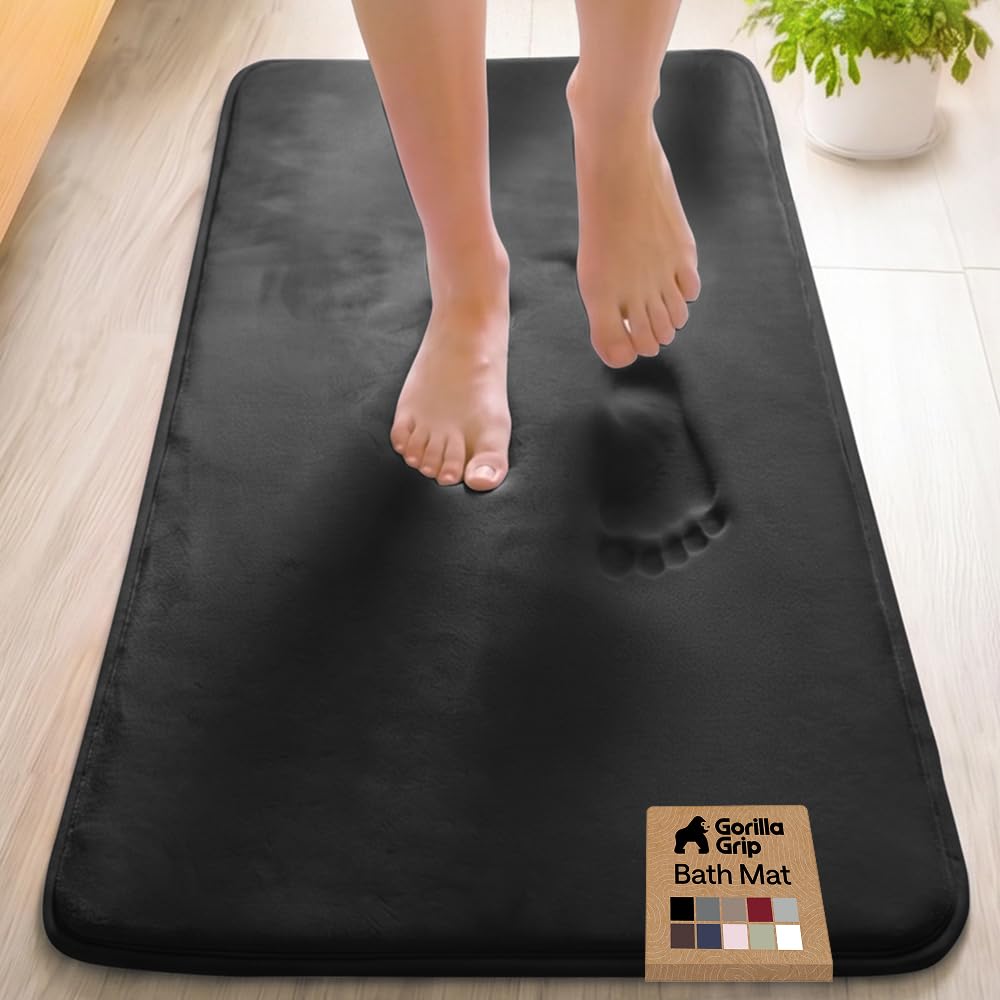 GORILLA GRIP® Memory Foam Bath Rug for Bathroom, 24x17 Gray
