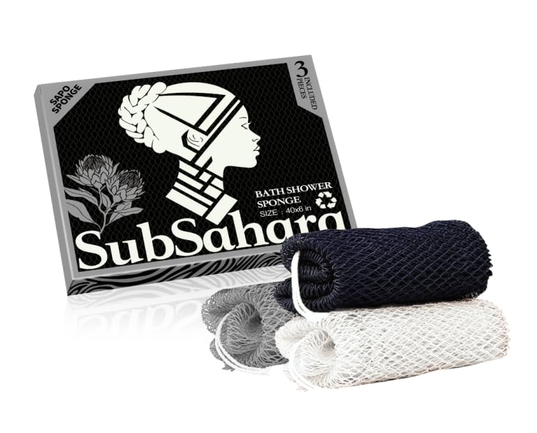SubSahara African Net Sponge, 2 Pack 45-Inch Exfoliating Bath Scrubber