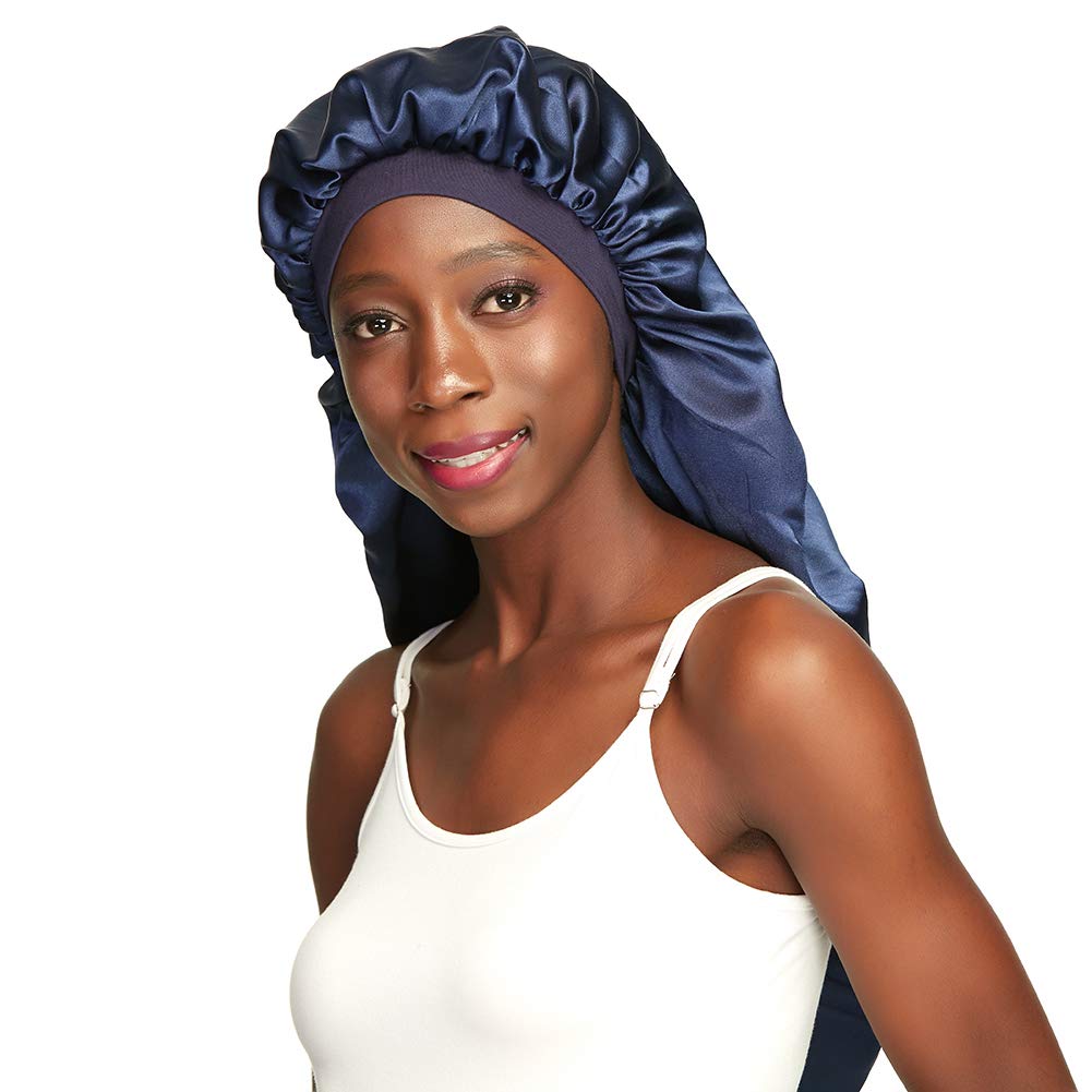 Long Braids Satin Bonnet Jumbo Sleep Cap to Protect Hair Black