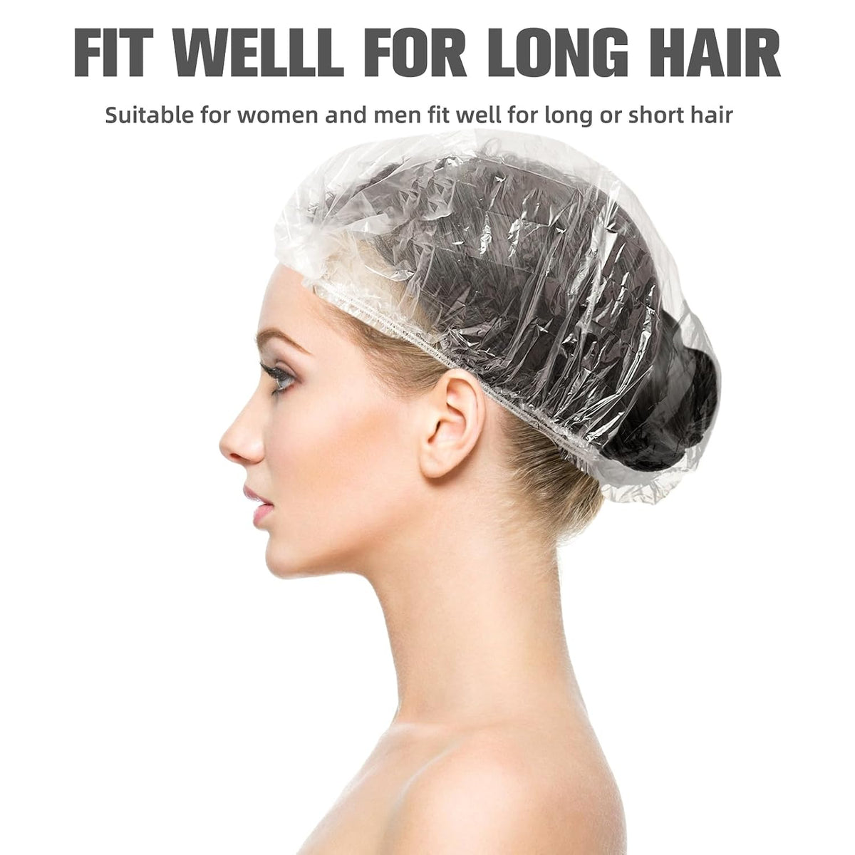 500 Pcs Larger Shower Caps Disposable, Plastic Hair Caps for Women Men.