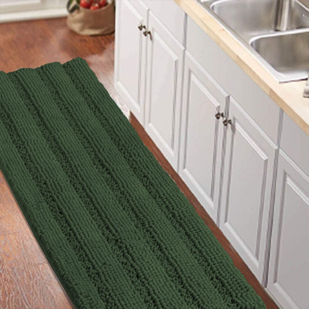 Turquoize Bathroom Runner Rug 17"x47", Soft Absorbent Chenille Bath Rug