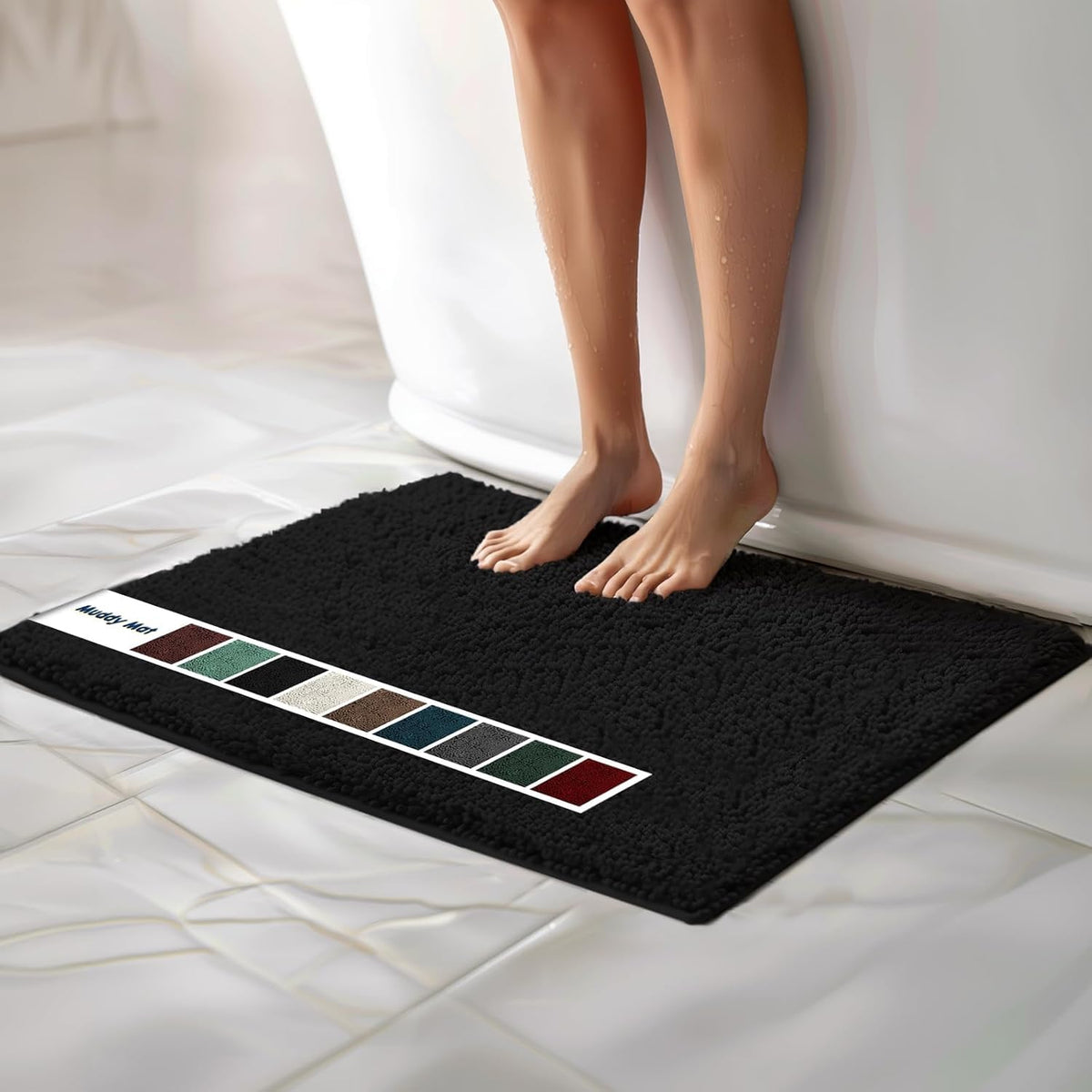 Muddy Mat Chenille Bathroom Rugs Quick Dry Microfiber Mats Non Slip Washable, Extra Thick, Soft and Highly Absorbent Bath Mats for Bathroom, Kitchen, and Shower Floor - Grey Medium 30"X19"