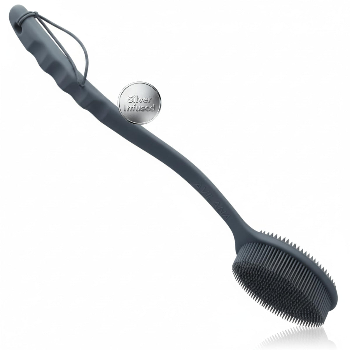 Avilana Premium Silicone Body Scrubber - Trusted Since 2017 - SGS Certified Food Grade Dual Sided Bath Brush, Quick-Dry Exfoliating Loofah Alternative, Massage Brush Sensitive Skin Women Men