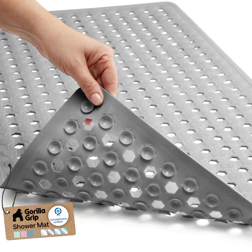 GORILLA GRIP Bath Tub Shower Mat, Bathtub Floor Liner, 35x16 Beige