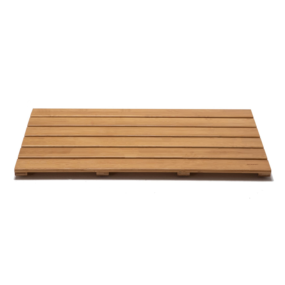 GOBAM Natural Bamboo Bath Mat - Non-Slip Shower & Bathtub Mat, Easy Clean Indoor & Outdoor Floor Mat for Spa, Sauna, Pool - Small 19.7 x 13 inches