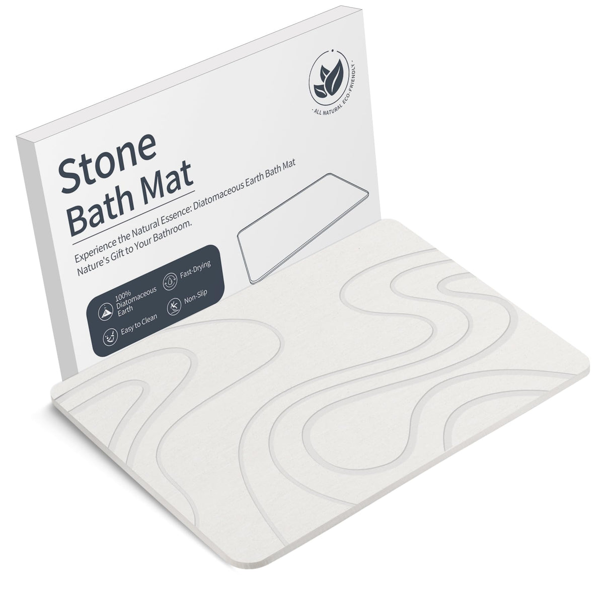VEELOIM Stone Bath Mat, Diatomaceous Earth Bath Mat, Shower Mat Grey