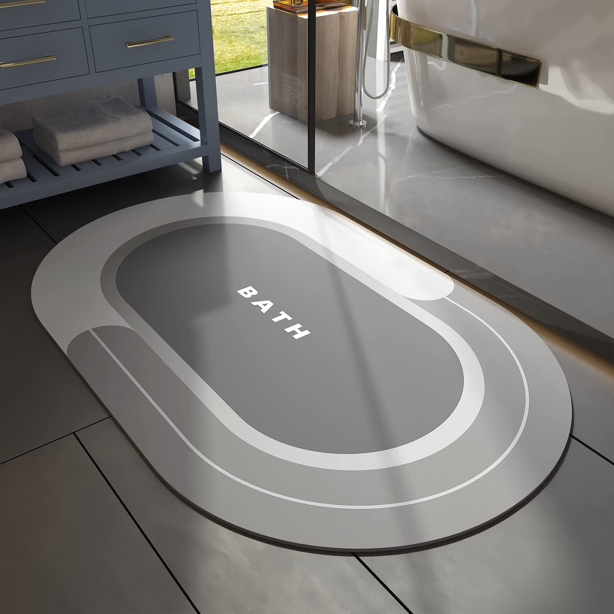 MontVoo Bath Mat - Non Slip, Quick Dry, Stain Resistant Bath Mat Rug for Bathroom Floor - Easy Care Shower Rug for Outside Bathtub - 17"x27" Grey